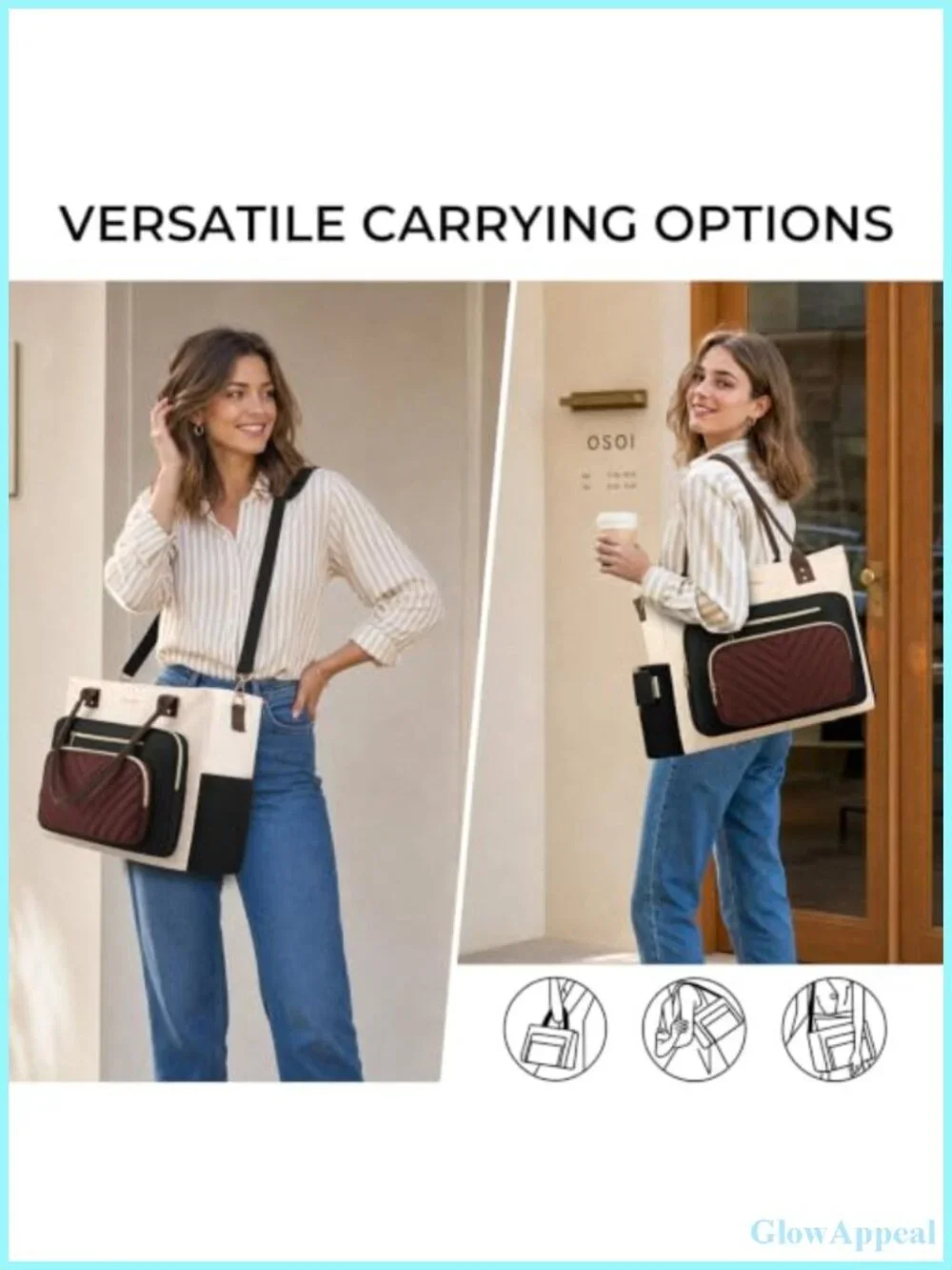 Teacher Tote Bag with Large Cup Holder, Laptop Briefcase for Women Work
